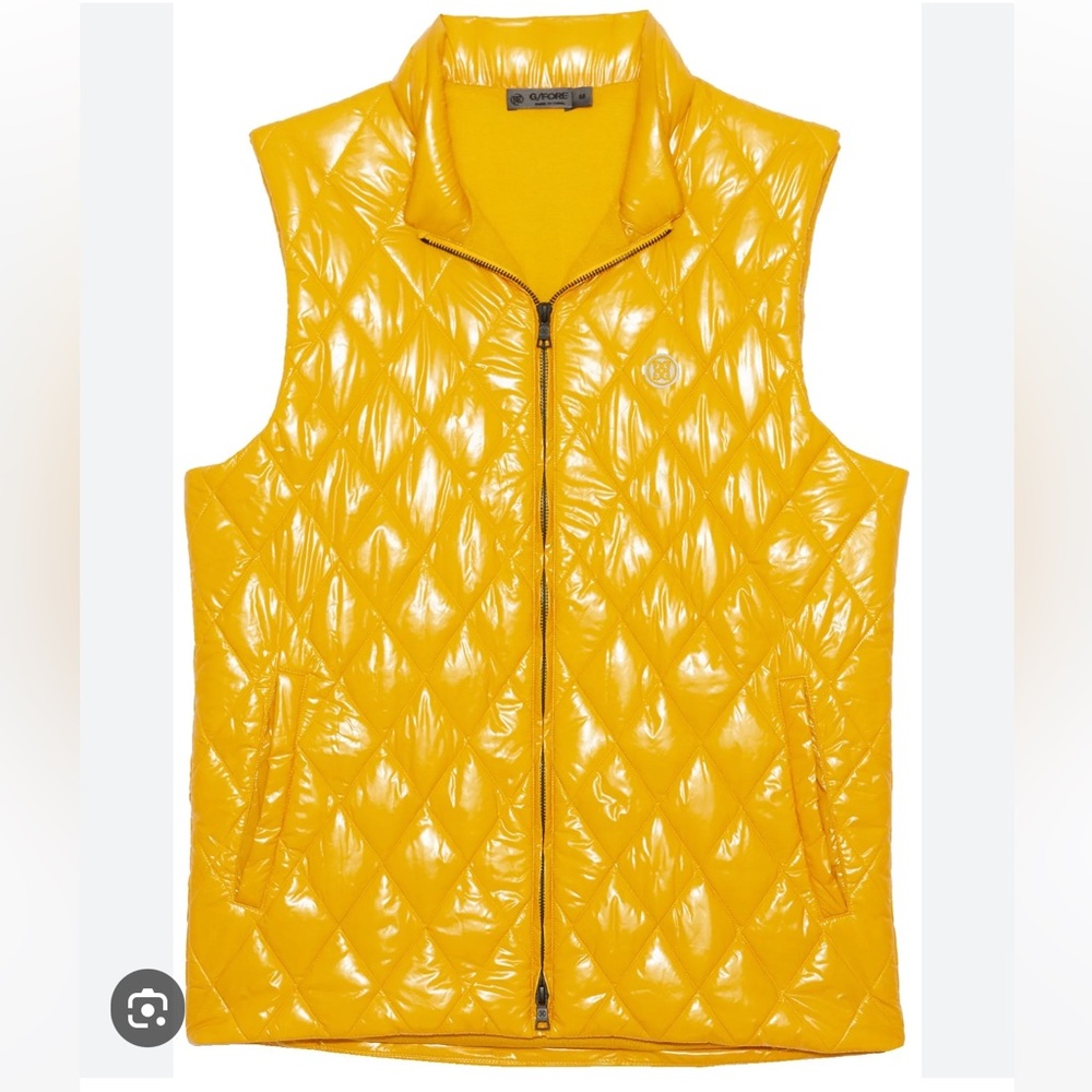 G/Fore Puffer Vest Mens Fly Yellow Wool Lined Quilted Nylon Sz XL